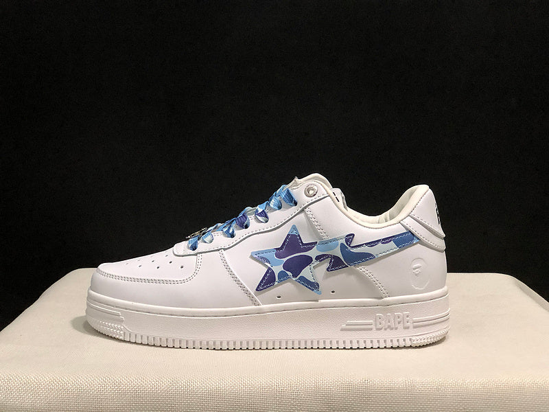 BAPE STA Low-Top Sneakers – White/Blue Camo
